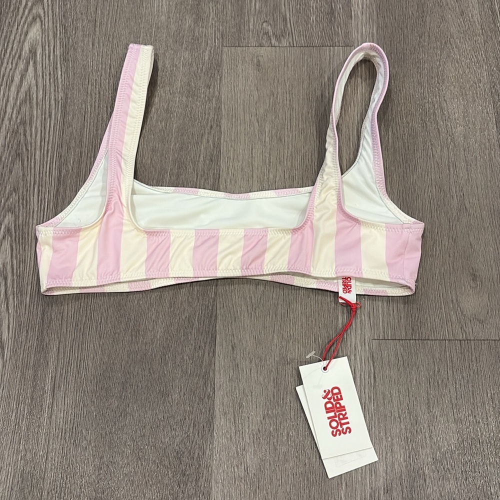 Solid and striped pink and white bikini top new with tags size large - Picture 3 of 6